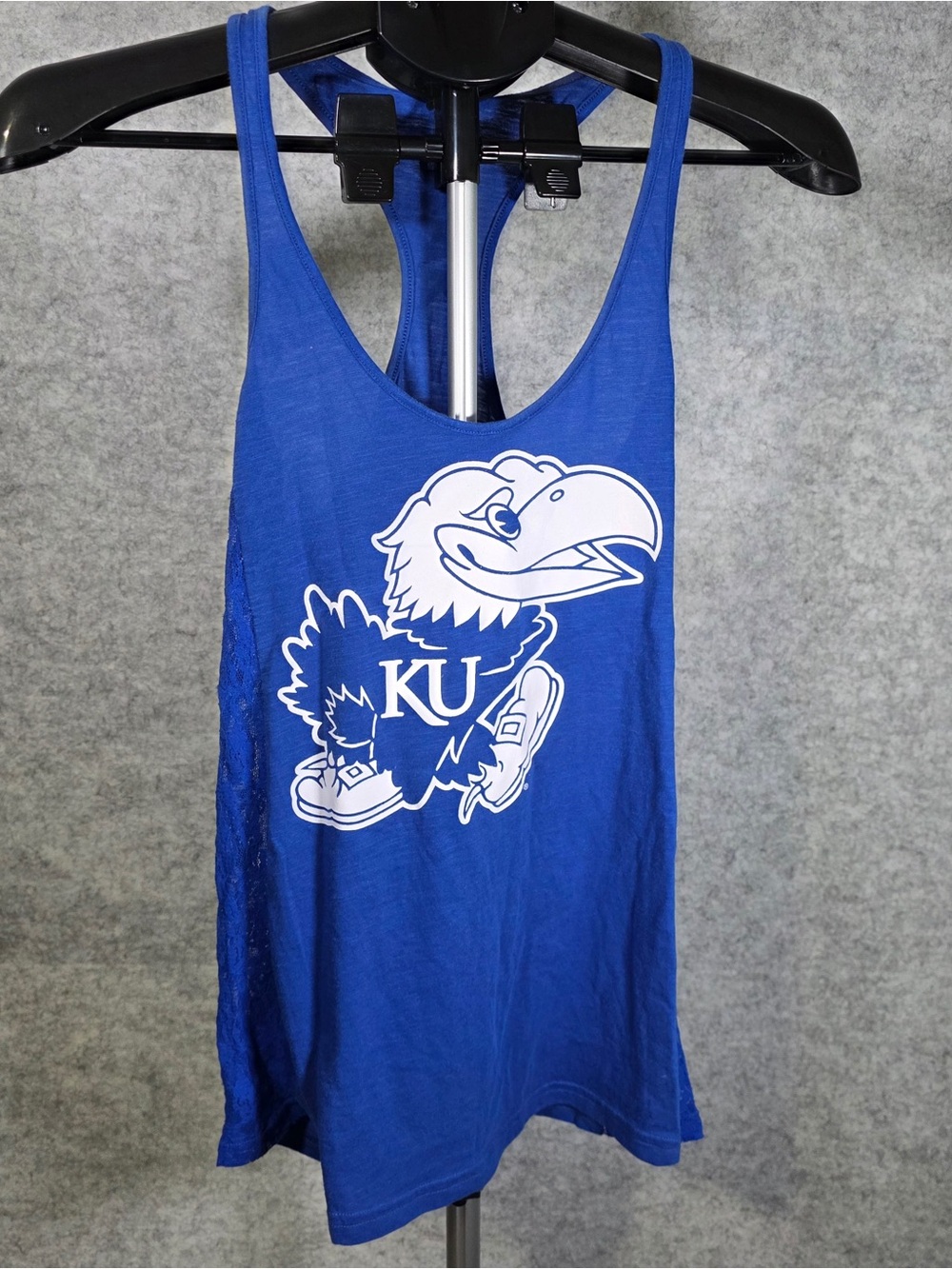 PINK Victoria's Secret Royal Blue KU Jayhawk Racerback Tank With Lace Size XS